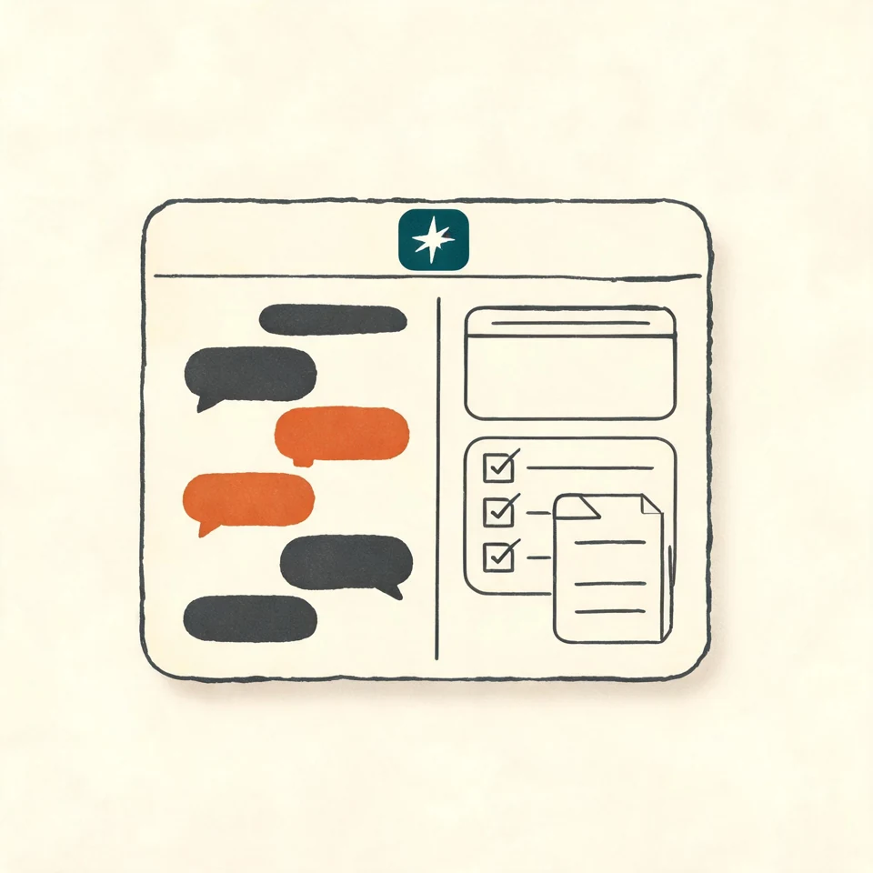Illustration of the AutoClaw desktop app: a chat conversation on the left, a live browser panel and a checked task list on the right